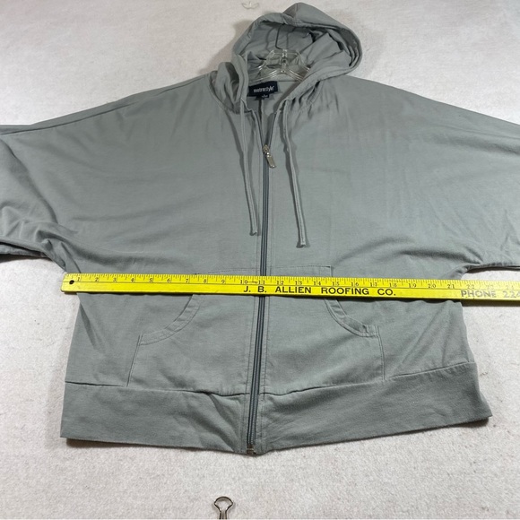 MetroStyle Zip Hoodie Sweatshirt 3/4 Wide Sleeves Large Gray Hoodie Poc… - Picture 6 of 10